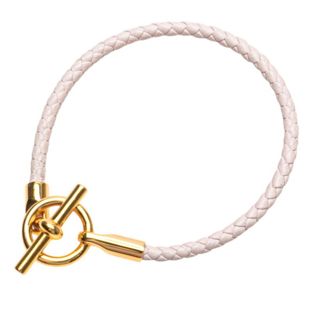 HERMES Pink Leather Charm Bracelet